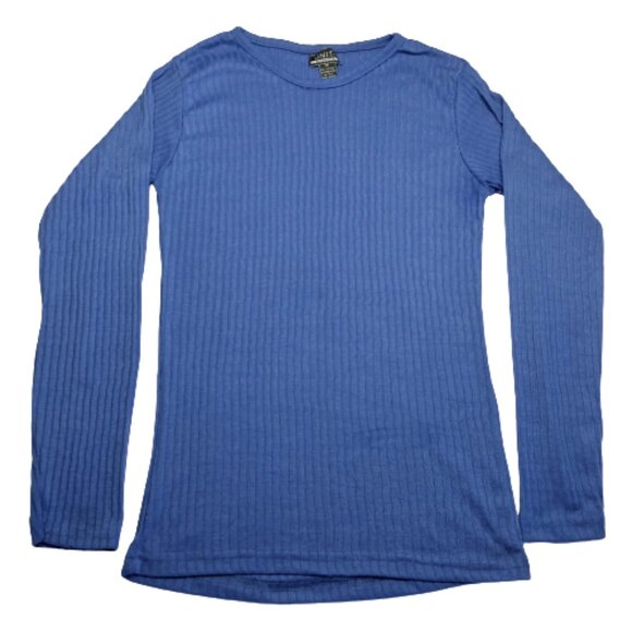 Tops - Uniti Blouse Womens Medium Blue Striped Long Sleeve Crew Neck Relaxed